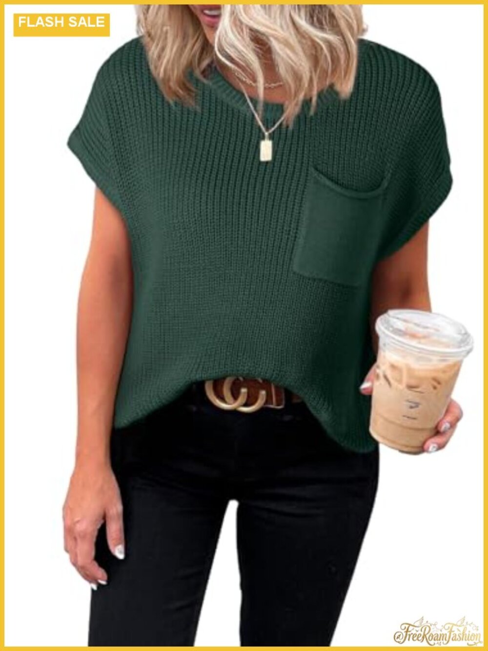 Lightweight Short Sleeve Tunic Sweater Pullover Loose Fit Knit Top